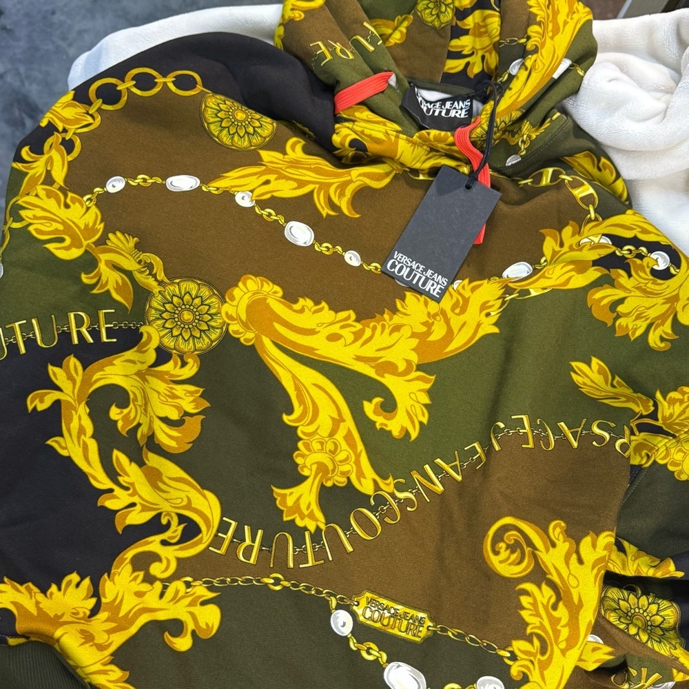 Versace Couture Collection Yellow And Green Sweater And Sweatpants Set